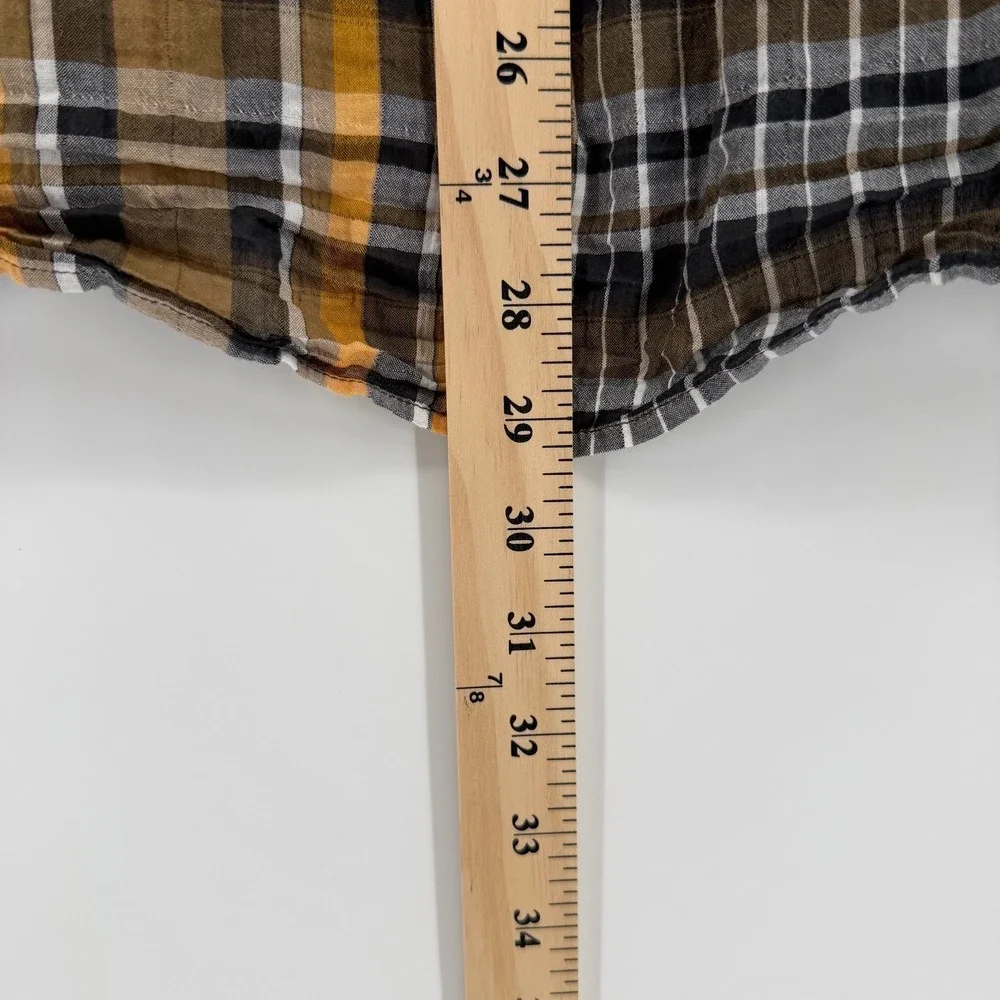 Outdoor‎ Research Plaid Shirt Mens Large Brown Yellow Short Sleeve Button Down